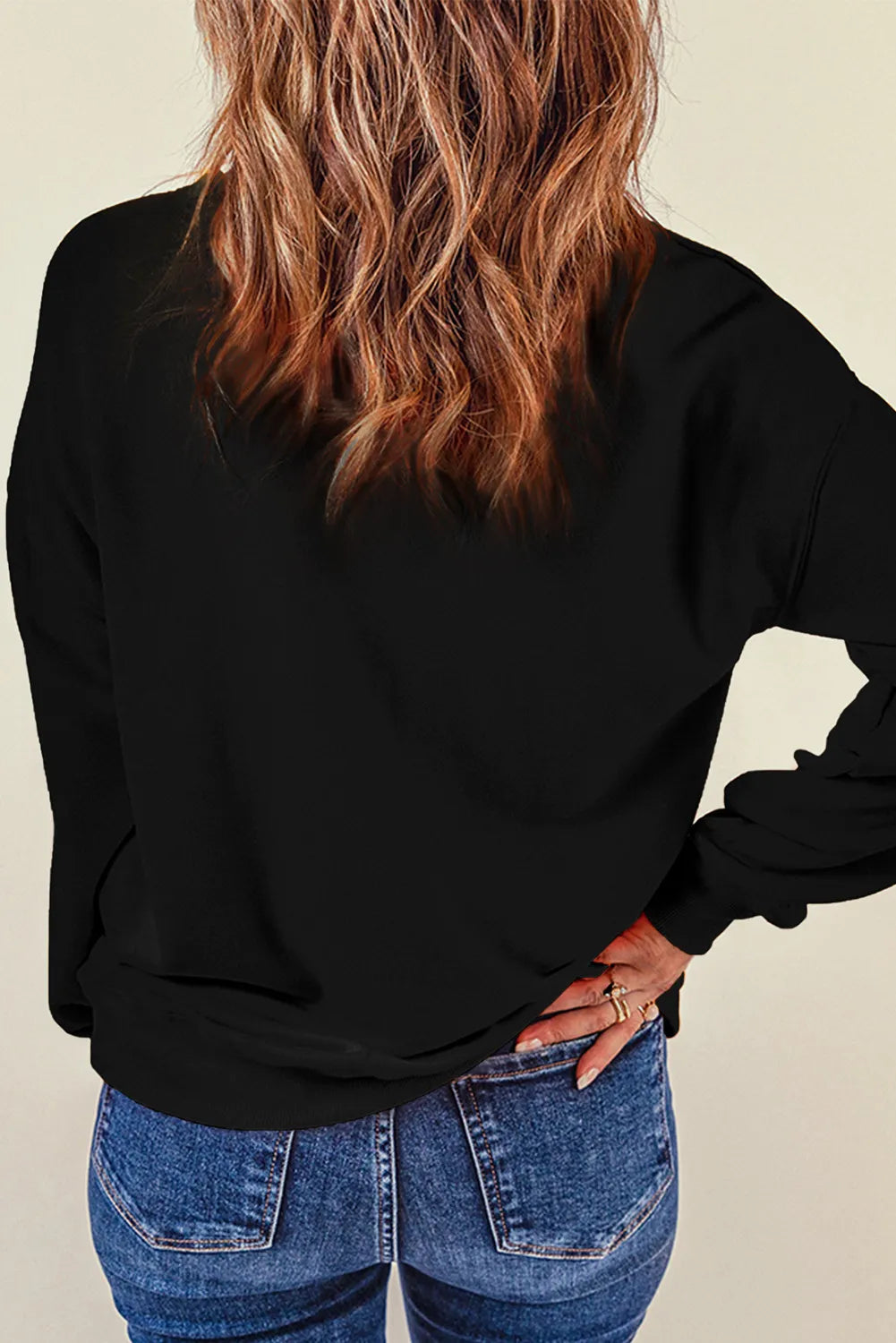 Contrast Bow Round Neck Long Sleeve Sweatshirt - Charming Charlie