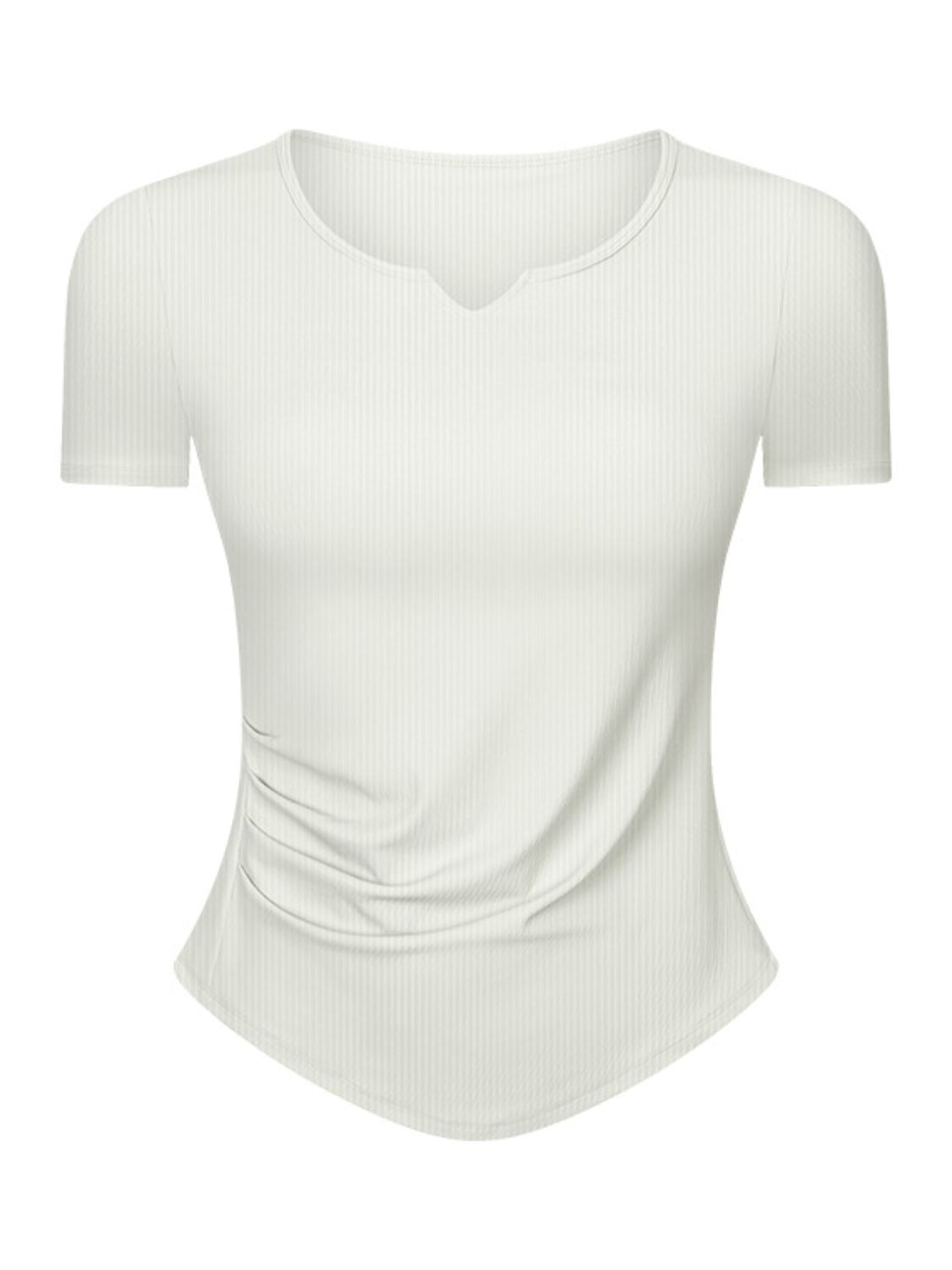 Notched Short Sleeve Active T-Shirt - Charming Charlie