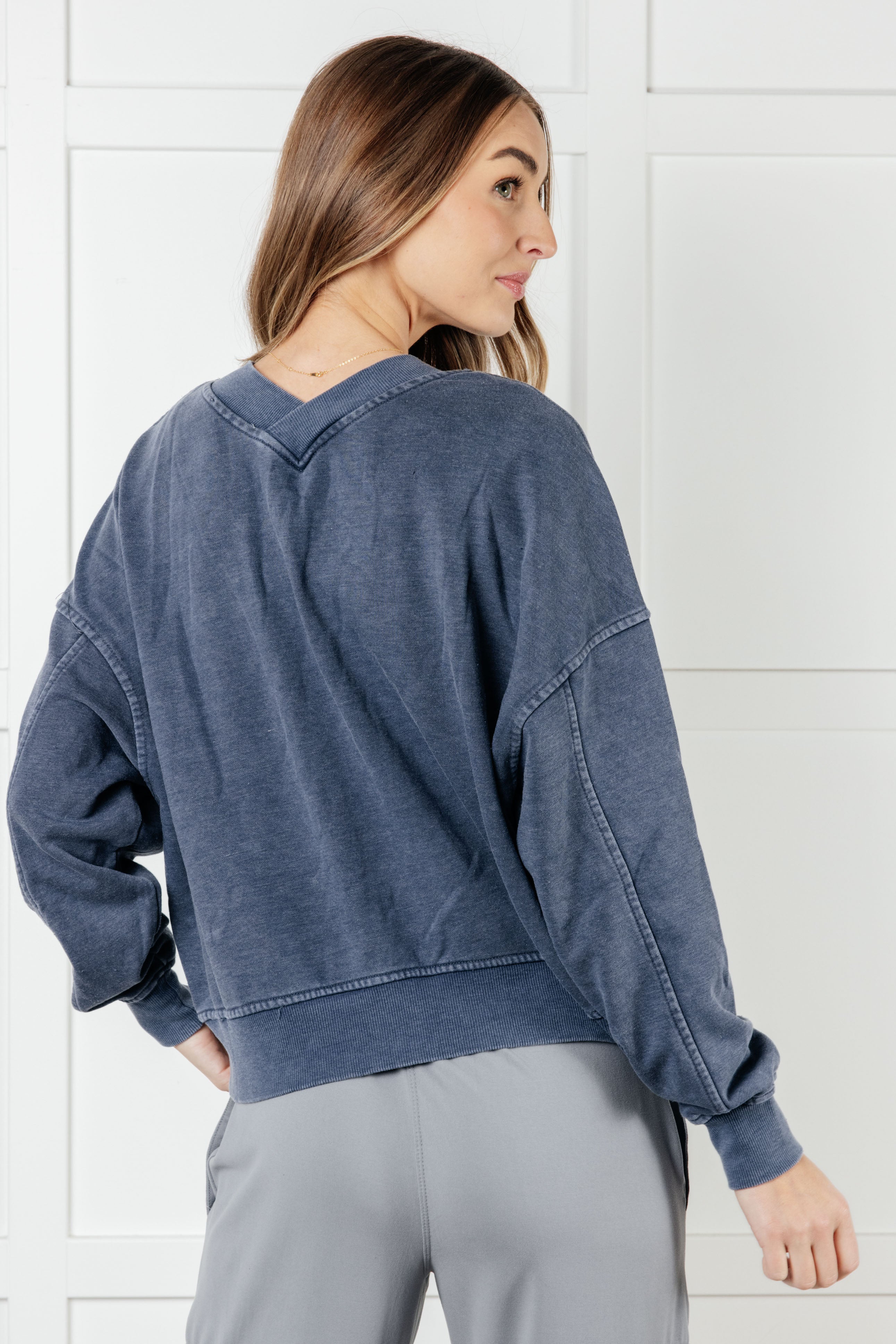 Rep Ready Mineral Wash French Terry Pullover in Blue - Charming Charlie