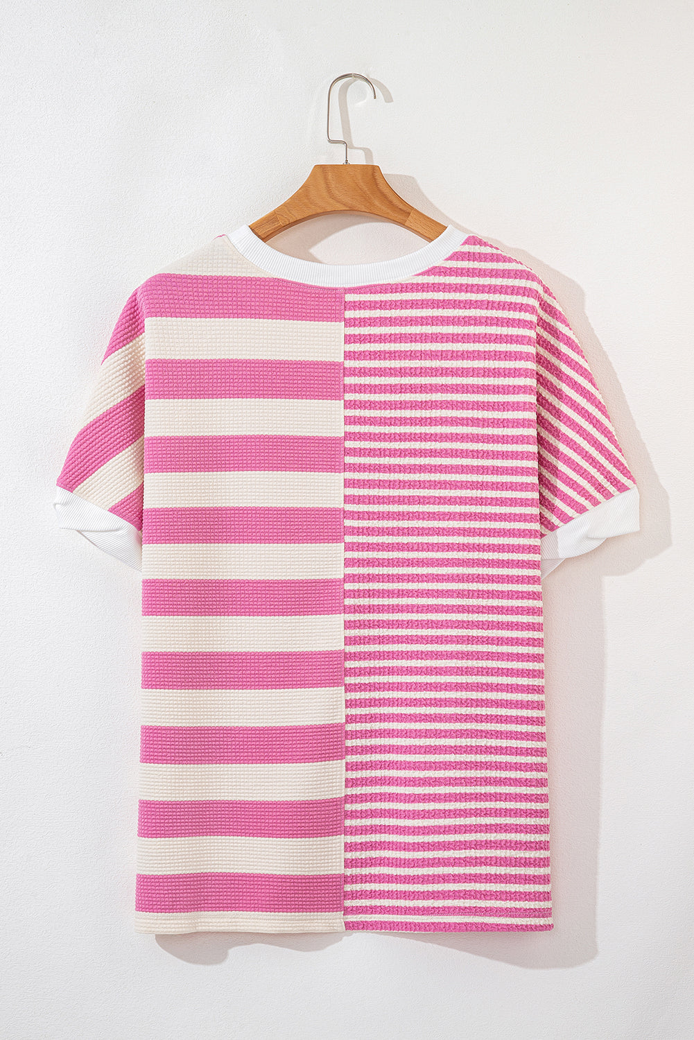 High-Low Striped Round Neck Short Sleeve T-Shirt - Charming Charlie