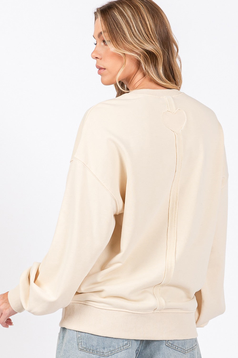 SAGE + FIG LOVE Path Applique Drop Shoulder Sweatshirt - Charming Charlie