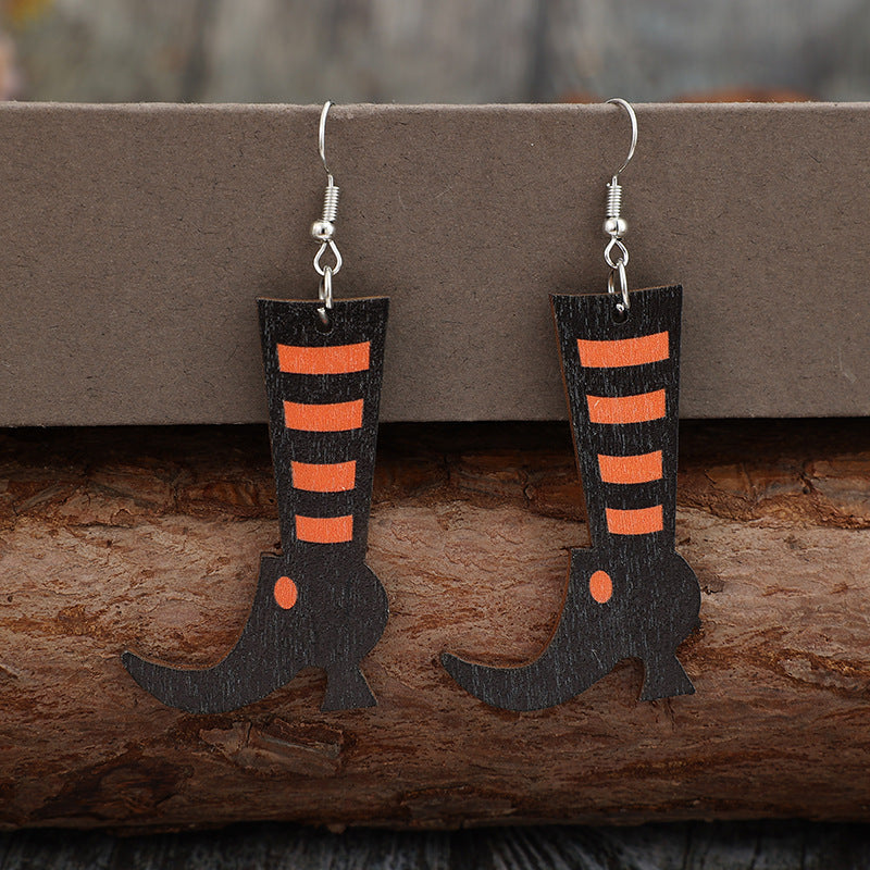 Alloy Wooden Boots Earrings - Charming Charlie