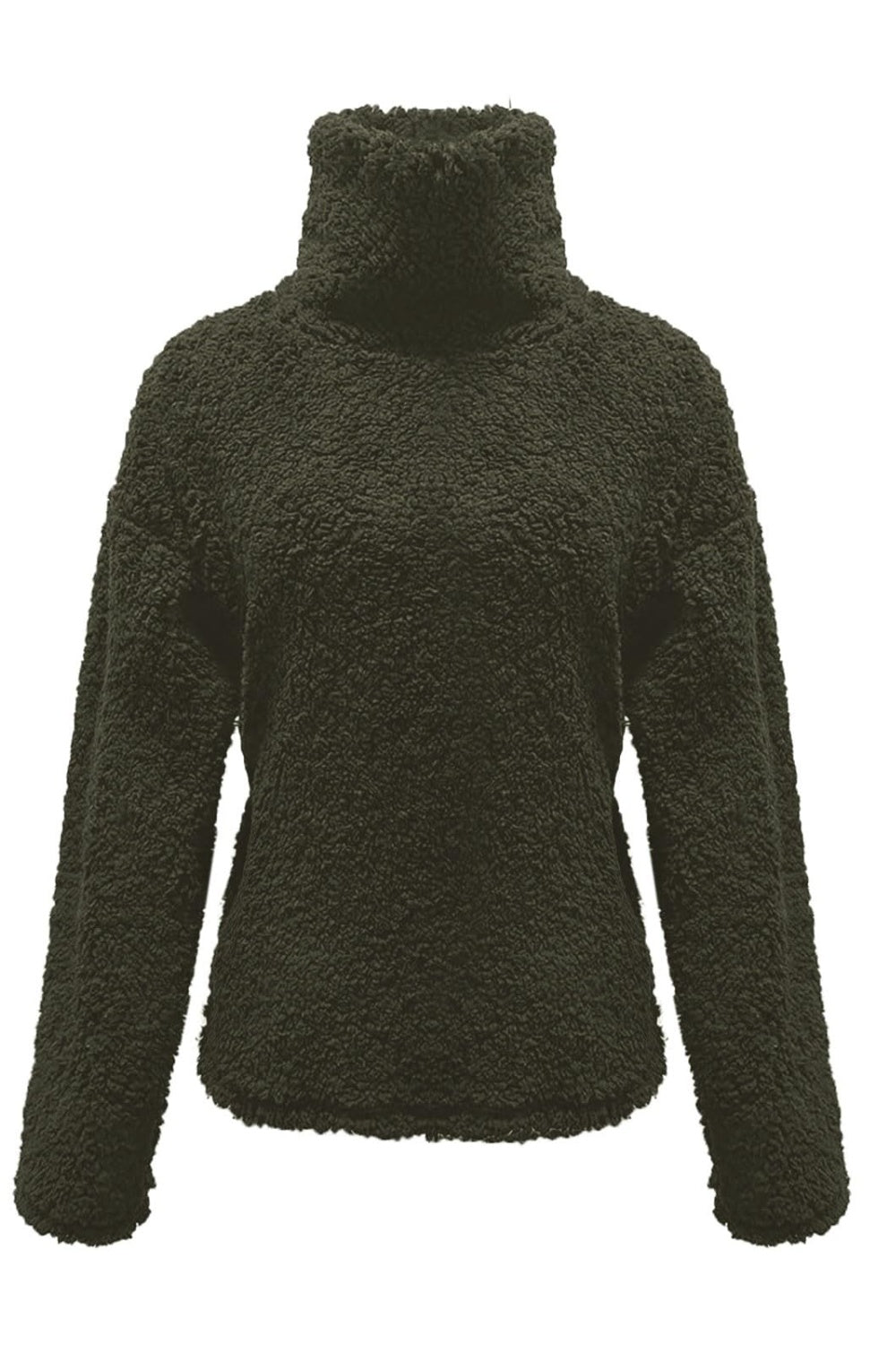 Fuzzy Turtleneck Long Sleeve Sweatshirt - Charming Charlie