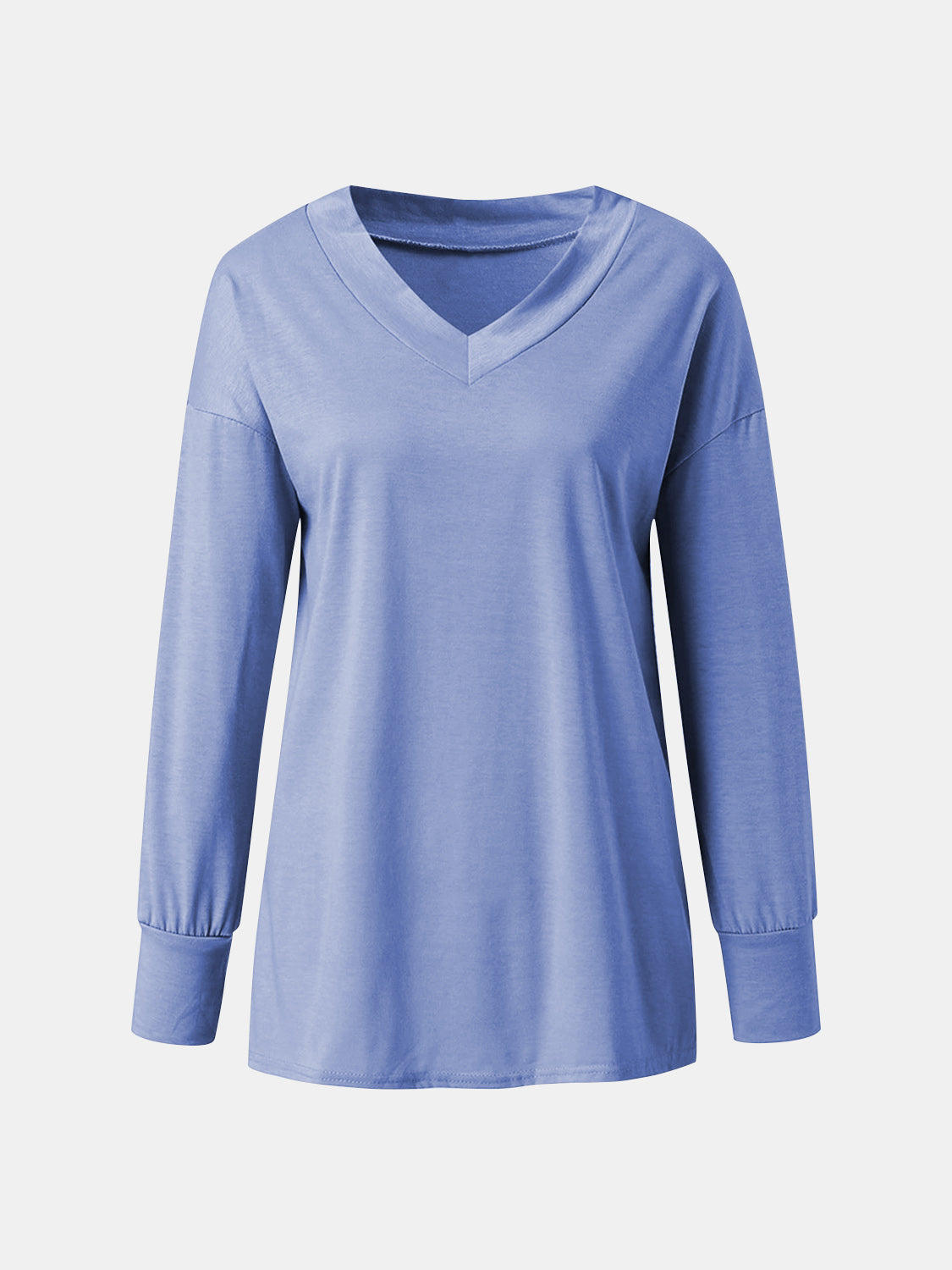 Full Size V-Neck Long Sleeve T-Shirt - Charming Charlie