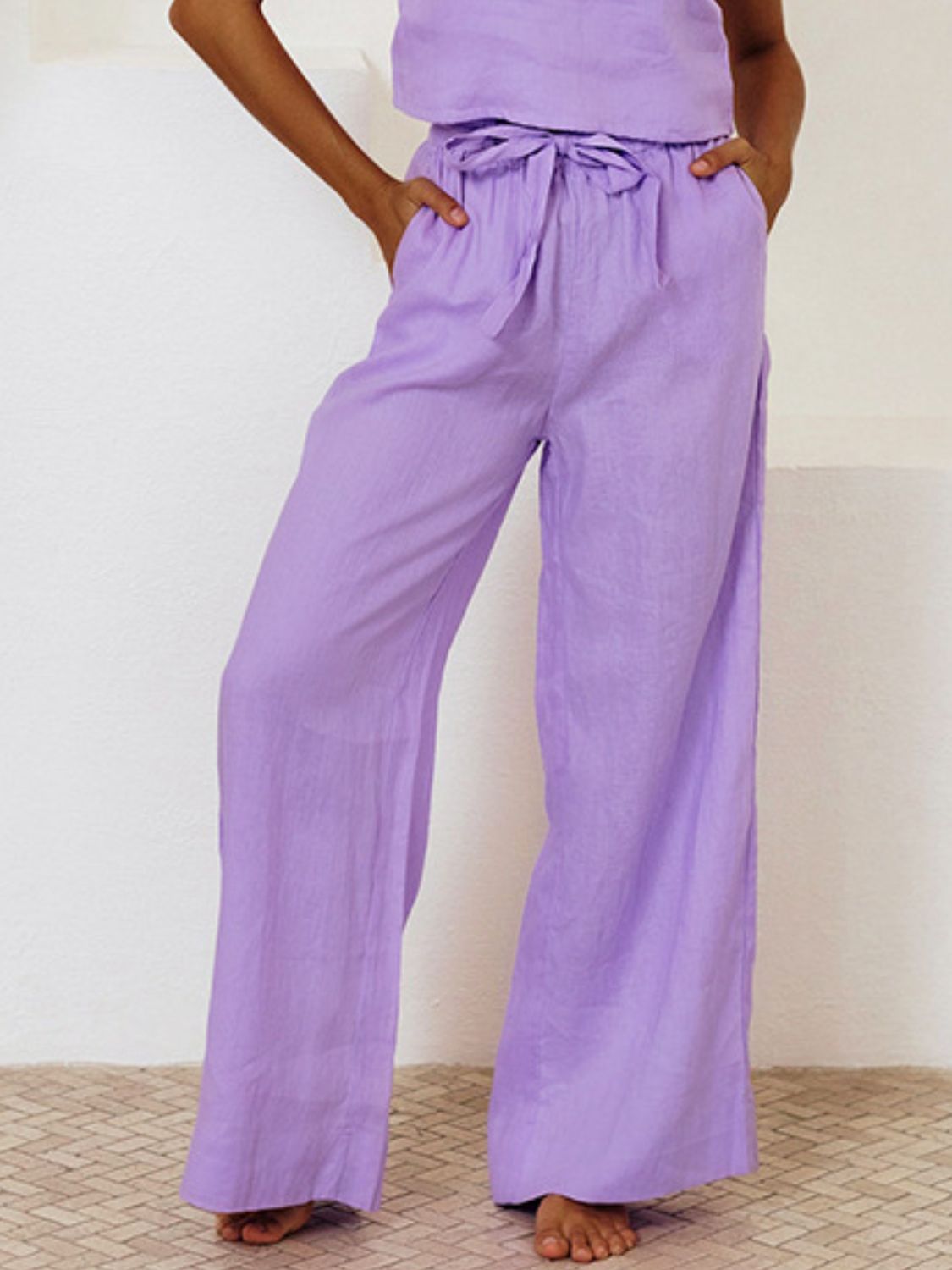 Square Neck Sleeveless Top and Pants Set - Charming Charlie