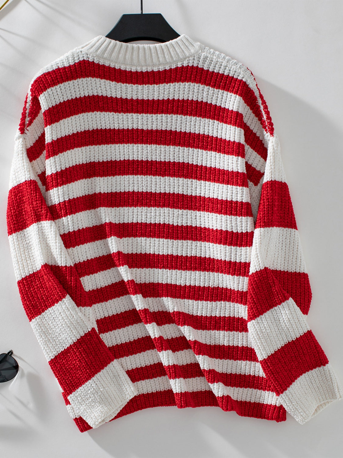 Striped Round Neck Long Sleeve Sweater - Charming Charlie