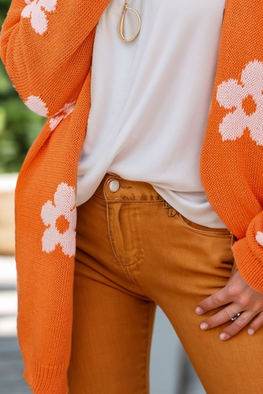 Flower Open Front Long Sleeve Cardigan - Charming Charlie