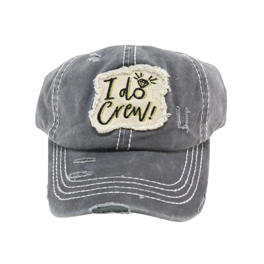 Dk.Grey Distressed I Do Crew CC Ball Cap combines a vintage-inspired worn look with modern comfort. Crafted with durable materials, this cap offers a relaxed fit and adjustable strap for a personalized feel. Its distressed detailing adds character, making it a stylish accessory for casual outings or outdoor activities. Ideal for those seeking both function and fashion in headwear.