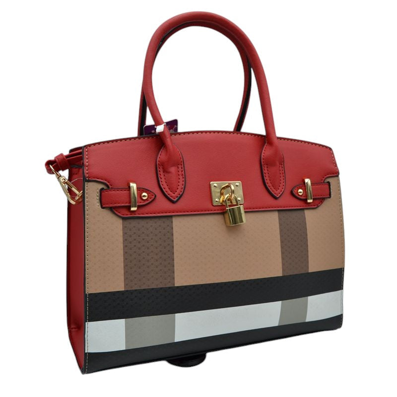 2-in-1 Top Handle Satchel Tote Handbag with Wallet - Red Brown - Tote Bag