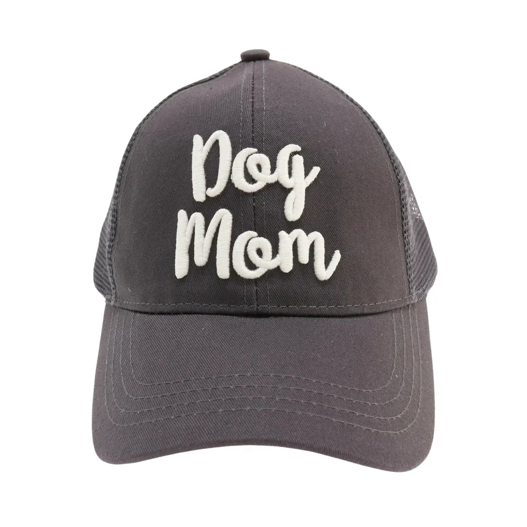 Dog Mom Embroidered Mesh Back High Ponytail CC Ball Cap offers a blend of style and functionality tailored for dog lovers. Featuring breathable mesh panels and a high ponytail opening, it ensures comfort and ventilation during outdoor activities. The detailed embroidery highlights your dog mom pride, while the adjustable strap provides a secure, personalized fit.