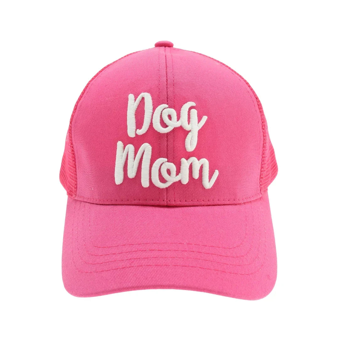 Dog Mom Embroidered Mesh Back High Ponytail CC Ball Cap offers a blend of style and functionality tailored for dog lovers. Featuring breathable mesh panels and a high ponytail opening, it ensures comfort and ventilation during outdoor activities. The detailed embroidery highlights your dog mom pride, while the adjustable strap provides a secure, personalized fit.