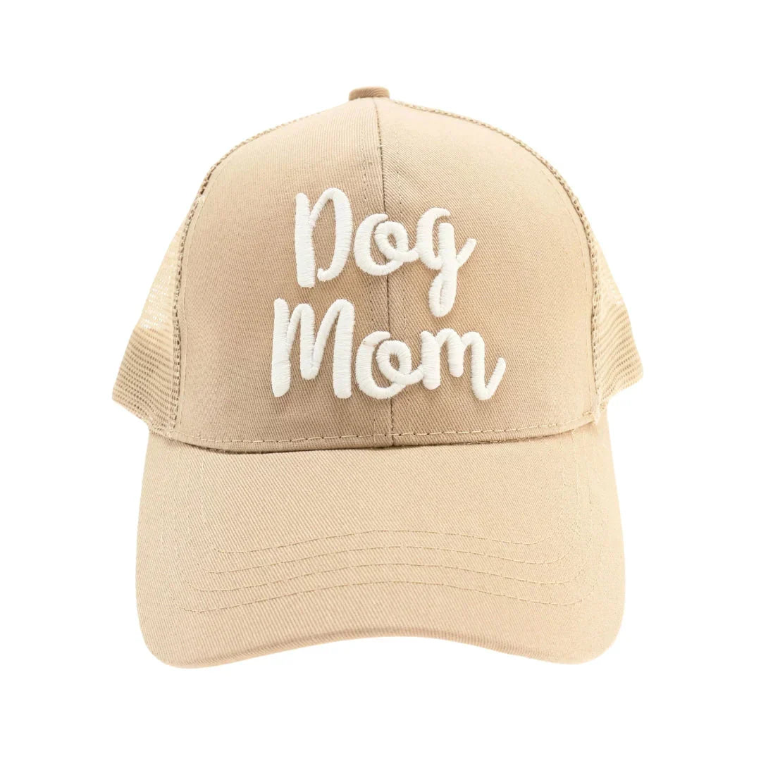 Dog Mom Embroidered Mesh Back High Ponytail CC Ball Cap offers a blend of style and functionality tailored for dog lovers. Featuring breathable mesh panels and a high ponytail opening, it ensures comfort and ventilation during outdoor activities. The detailed embroidery highlights your dog mom pride, while the adjustable strap provides a secure, personalized fit.