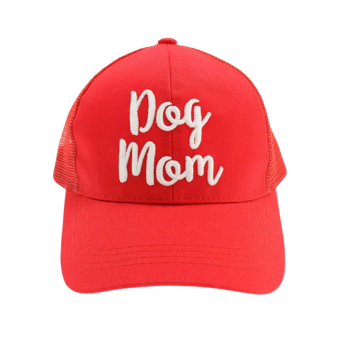 Dog Mom Embroidered Mesh Back High Ponytail CC Ball Cap offers a blend of style and functionality tailored for dog lovers. Featuring breathable mesh panels and a high ponytail opening, it ensures comfort and ventilation during outdoor activities. The detailed embroidery highlights your dog mom pride, while the adjustable strap provides a secure, personalized fit.