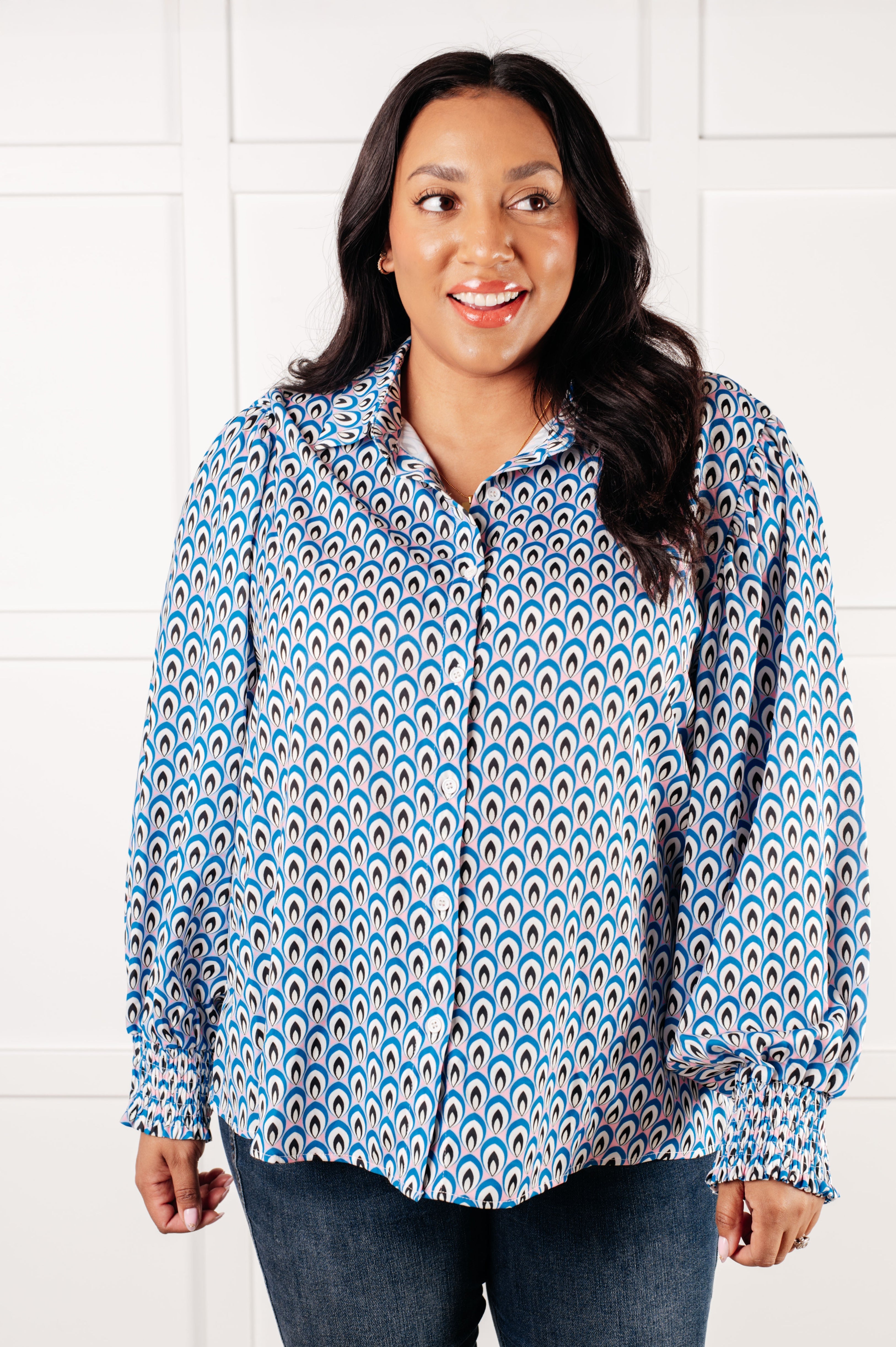 Skies Above Patterned Button Up Shirt - Charming Charlie