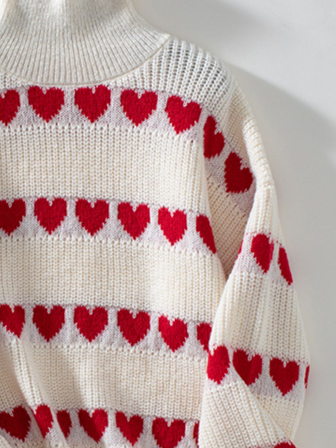 Heart Turtleneck Dropped Shoulder Sweater - Charming Charlie