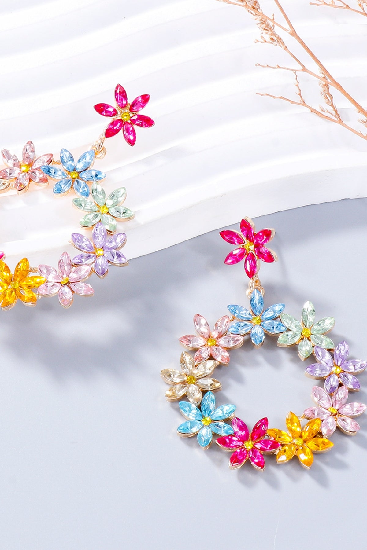 Rhinestone Flower Dangle Earrings - Charming Charlie