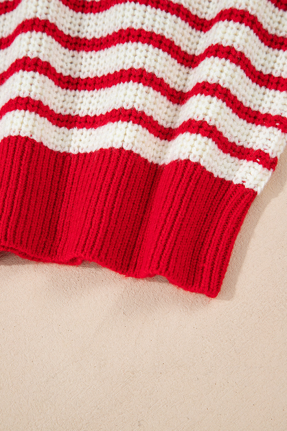 Striped Johnny Collar Long Sleeve Sweater - Charming Charlie