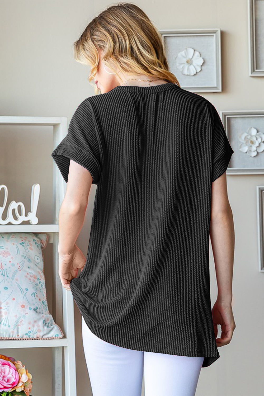 Heimish Full Size USA Graphic Short Sleeve Ribbed Top - Charming Charlie