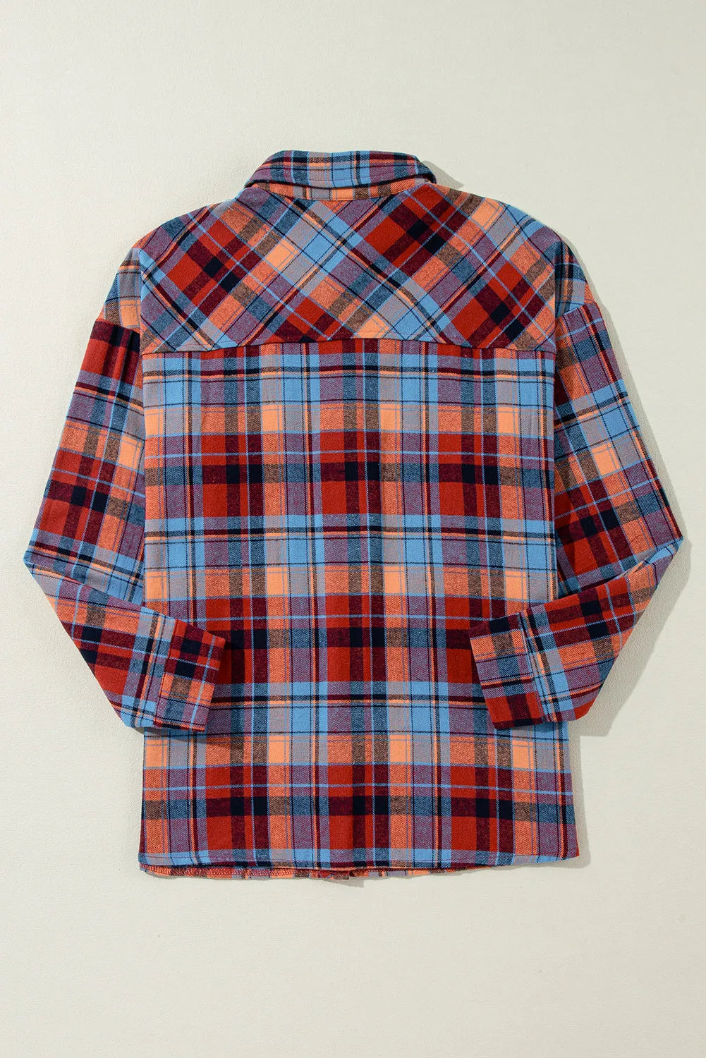 Plaid Collared Neck Long Sleeve Shirt - Charming Charlie