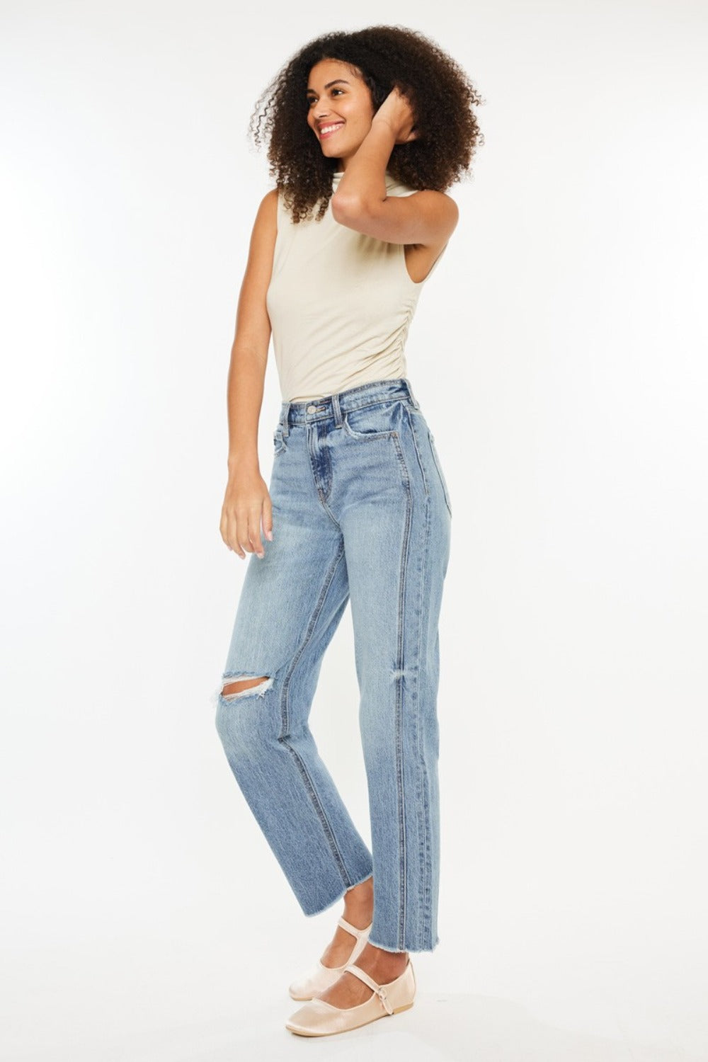 Kancan Ultra High Rise Distressed Straight Jeans - Charming Charlie