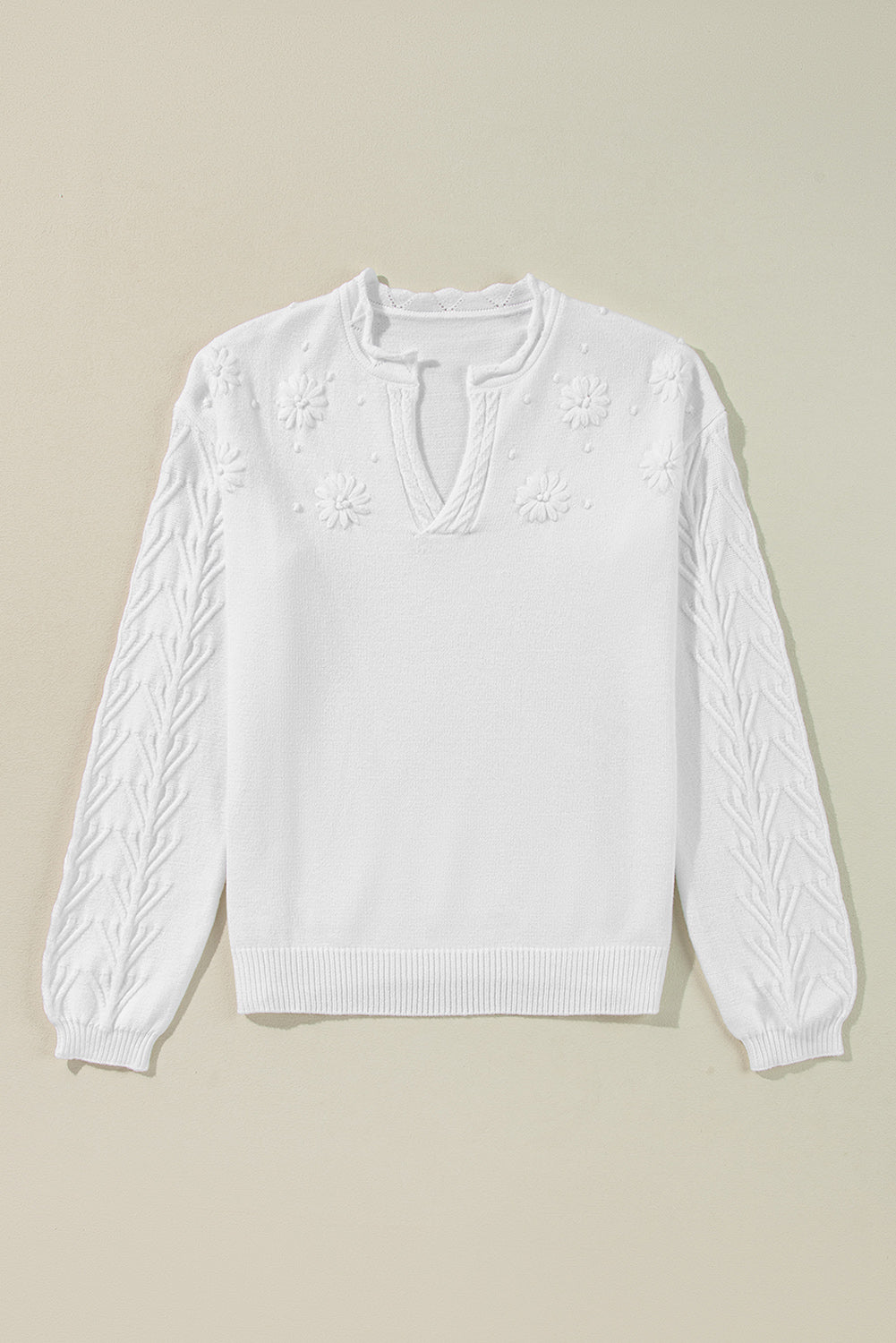 Daisy Notched Long Sleeve Sweater - Charming Charlie
