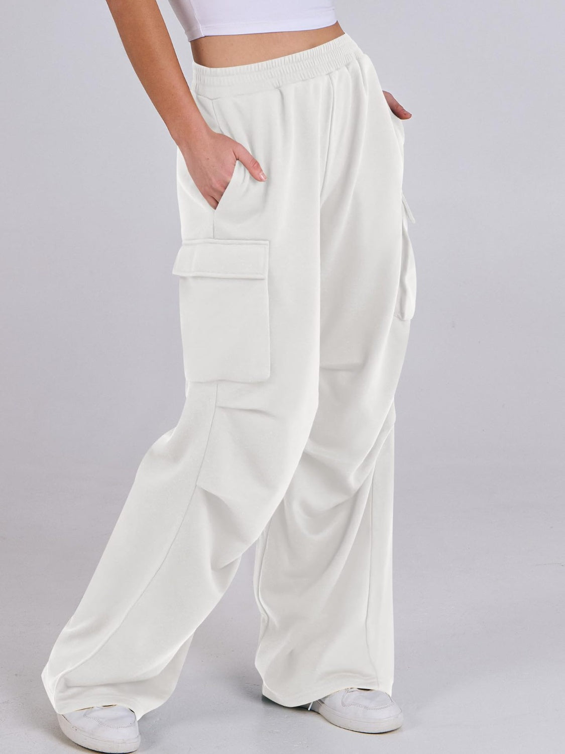Elastic Waist Wide Leg Pants with Pockets - Charming Charlie