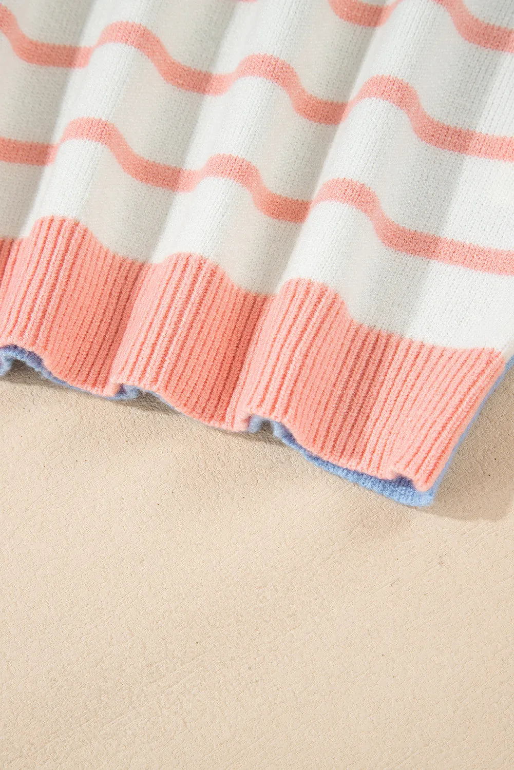 Contrast Striped Round Neck Long Sleeve Sweater - Charming Charlie