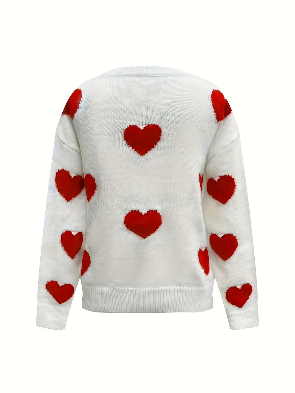 Valentine’s Day Heart Round Neck Long Sleeve Sweater - Charming Charlie