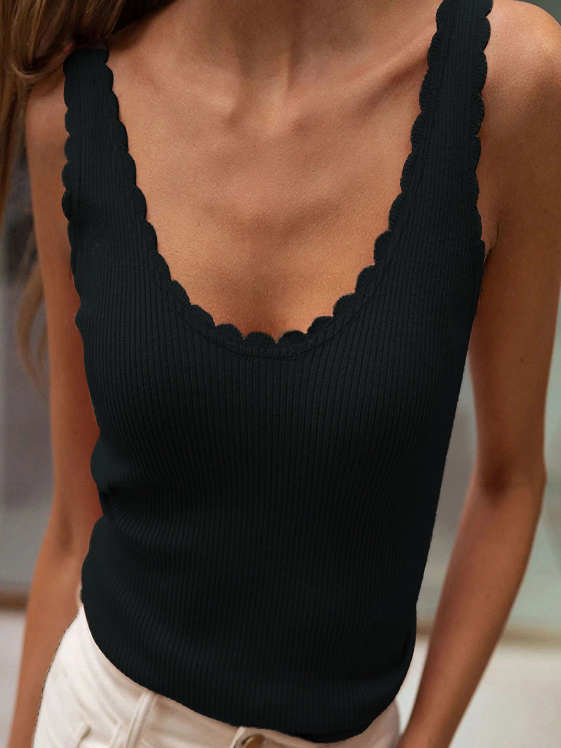 Scoop Neck Wide Strap Knit Tank - Charming Charlie