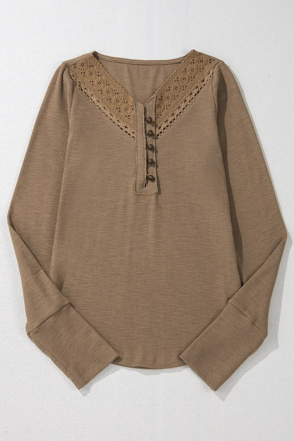 Eyelet V-Neck Long Sleeve Top - Charming Charlie