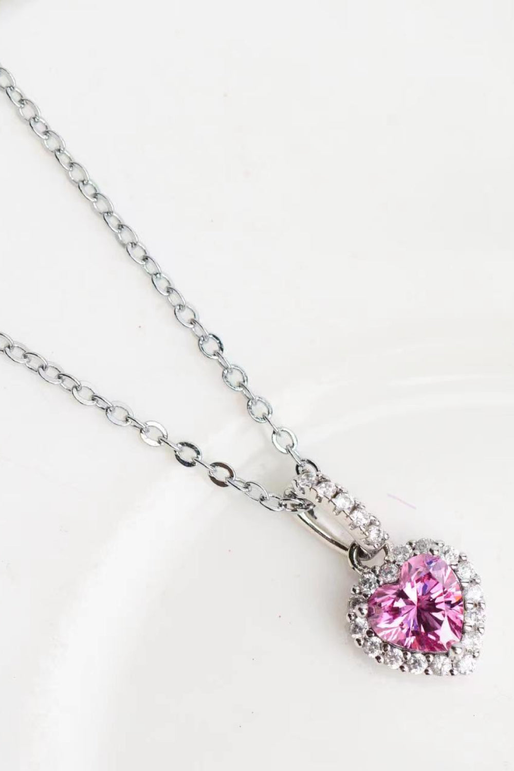 1 Carat Moissanite Heart Pendant Necklace - Charming Charlie