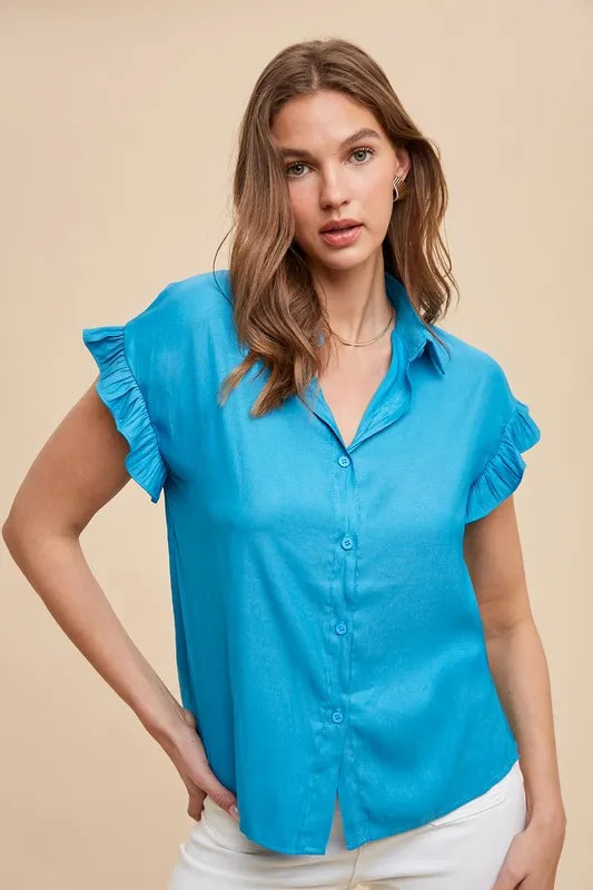 Annie Wear Notched Batwing Sleeve Blouse