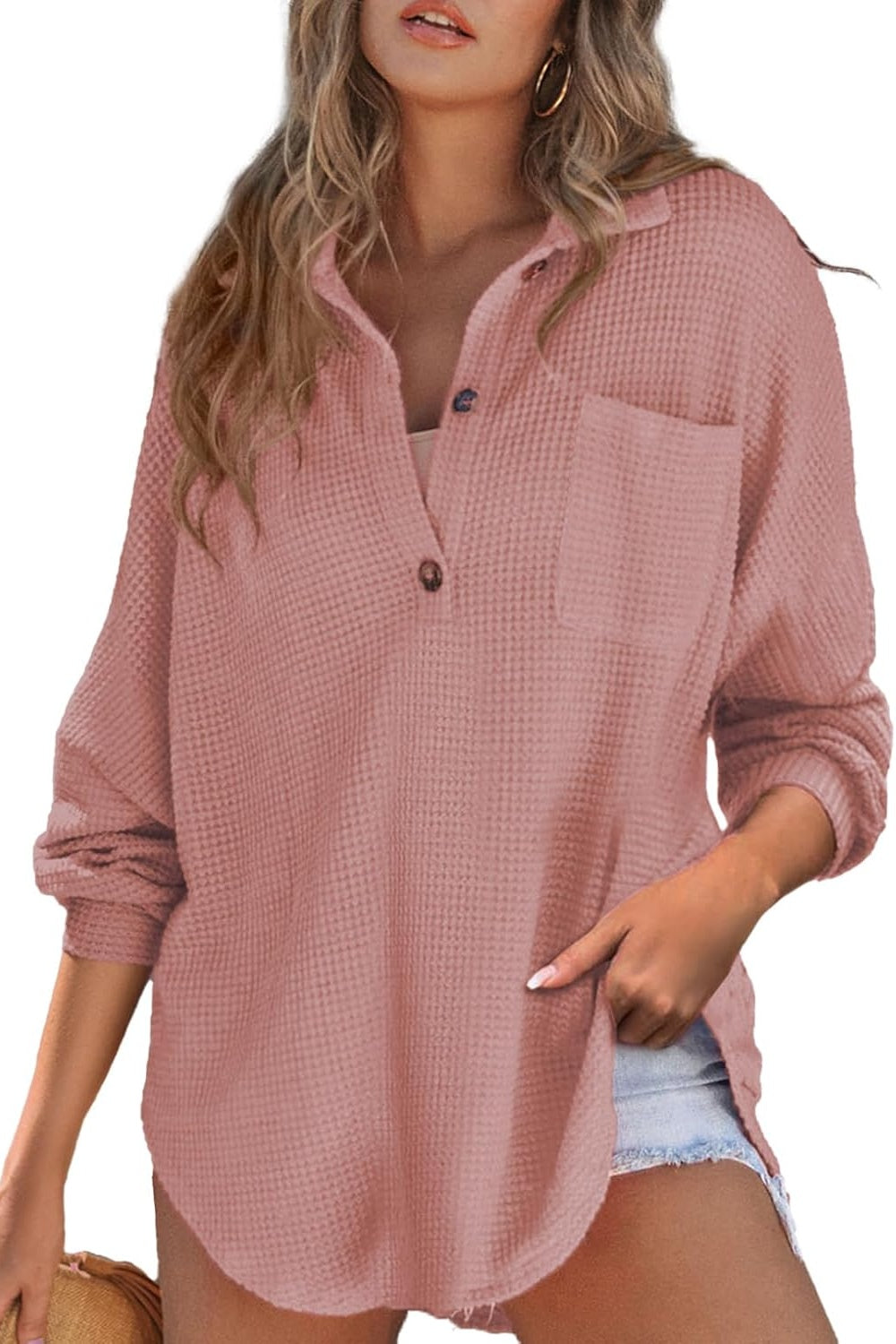 Half Button Long Sleeve Sweatshirt - Charming Charlie
