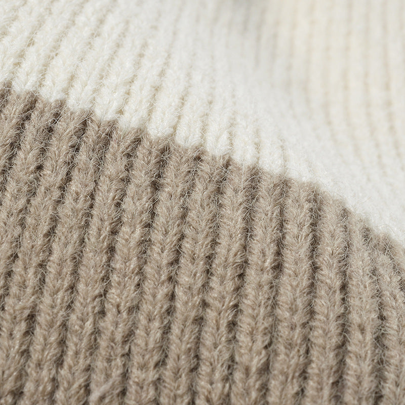 Color Block Knit Hat with Pom-pom - Charming Charlie