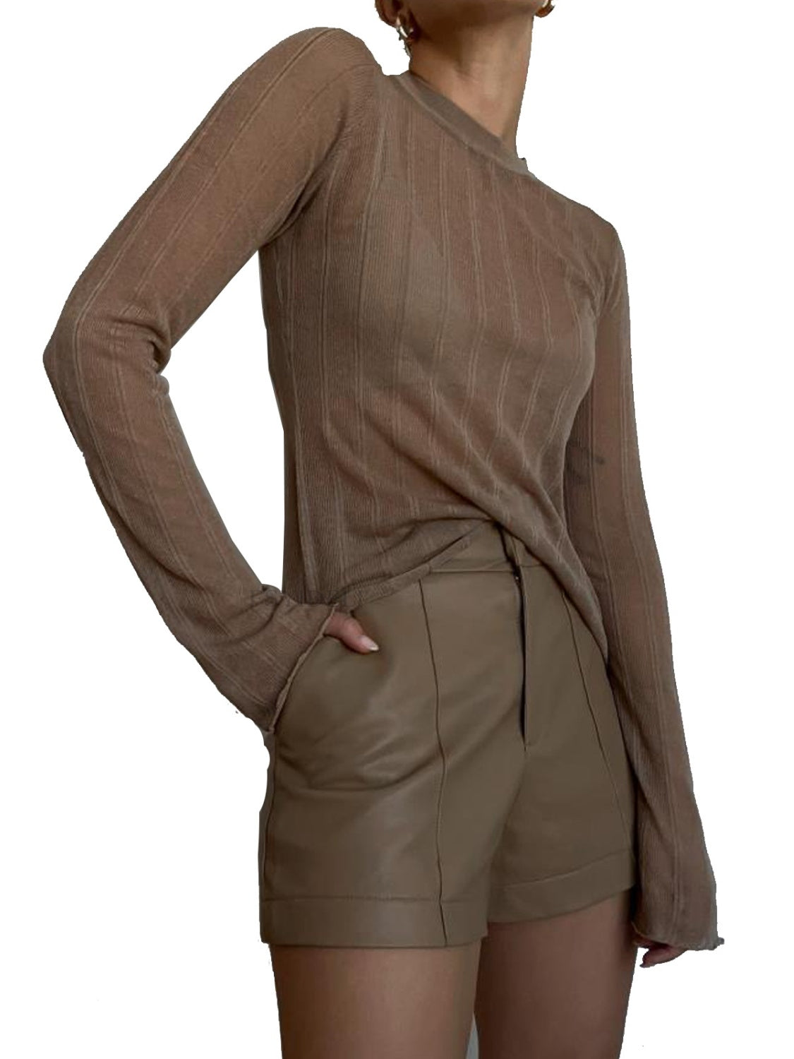 Round Neck Long Sleeve T-Shirt - Charming Charlie