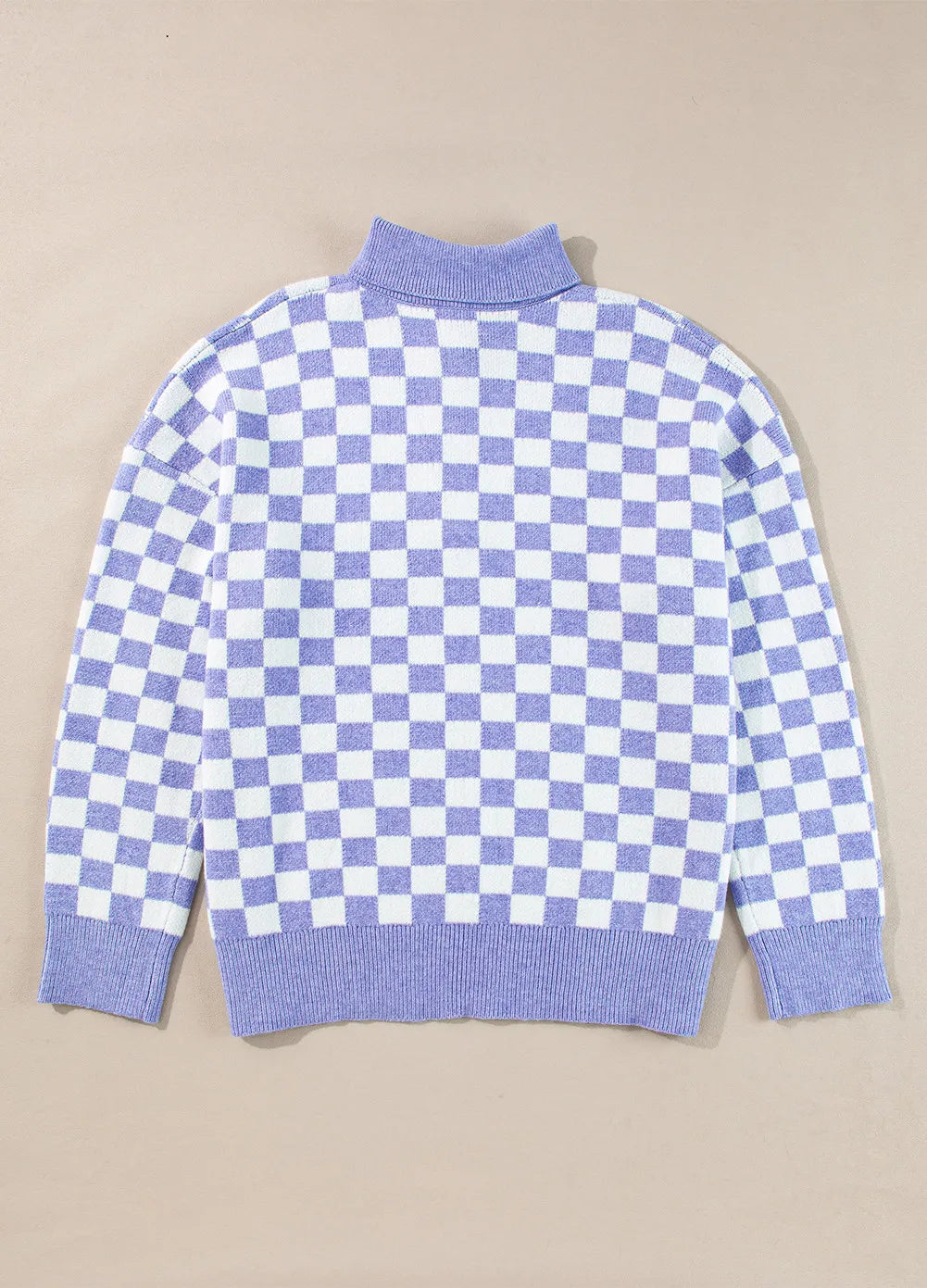 Plus Size Checkered Collared Neck Long Sleeve Sweater - Charming Charlie