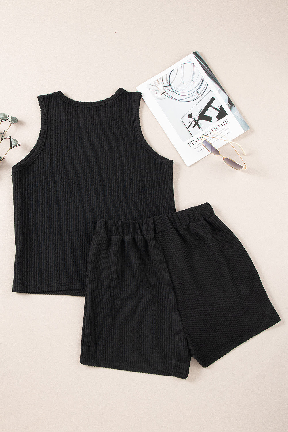 Round Neck Sleeveless Top and Shorts Set - Charming Charlie