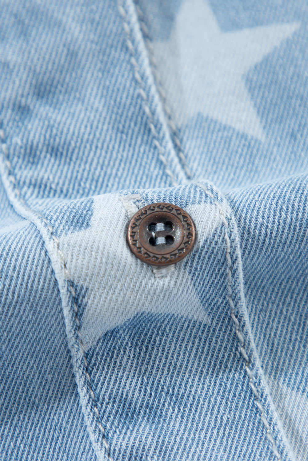 Raw Hem Star Collared Neck Denim Top - Charming Charlie