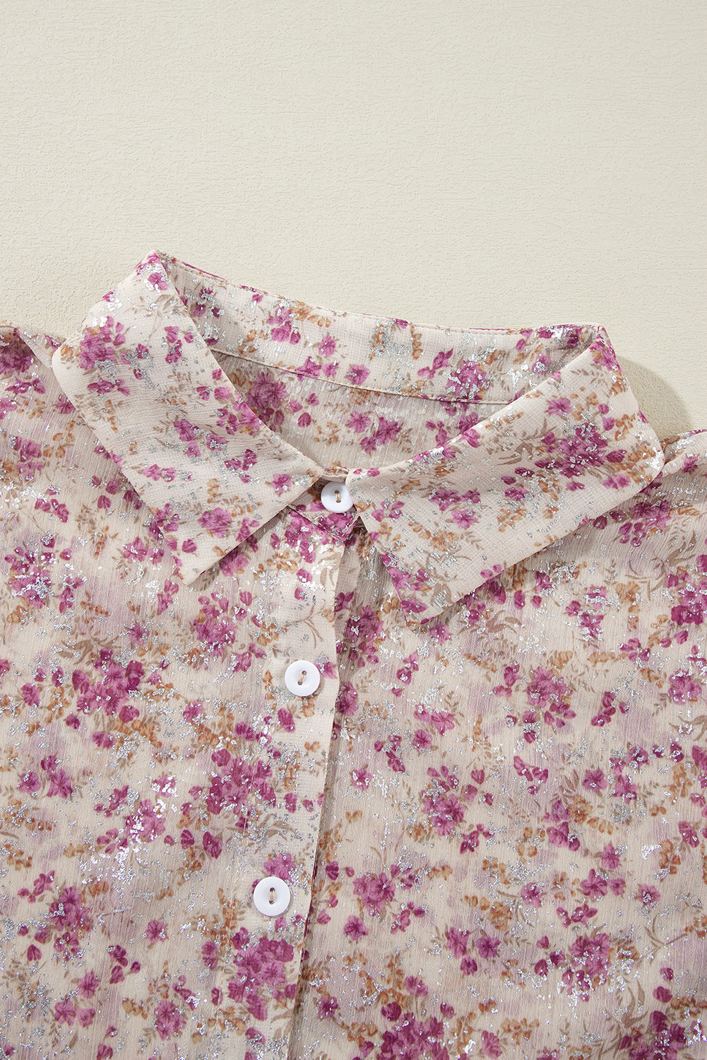 Printed Collared Neck Long Sleeve Shirt - Charming Charlie