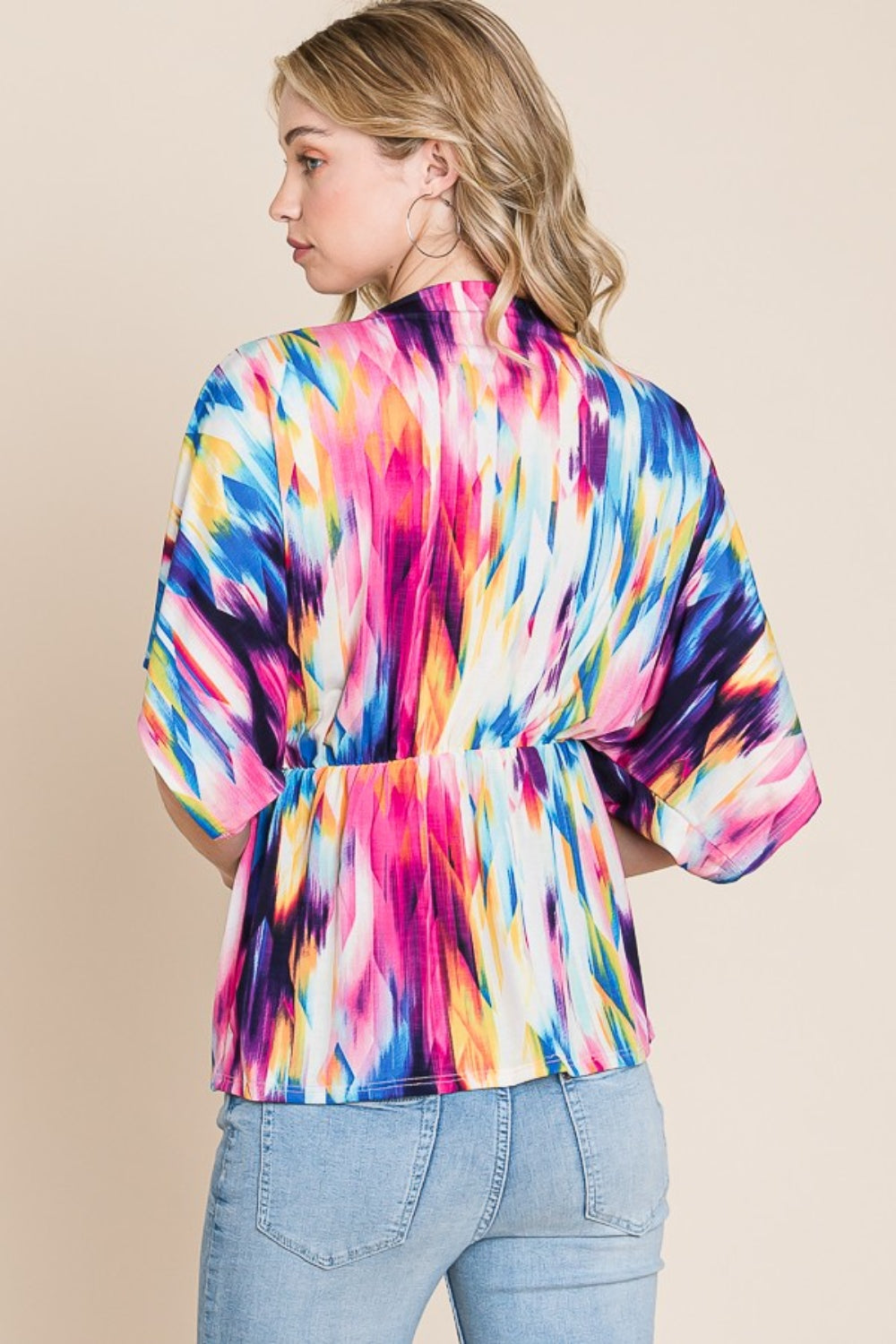 BOMBOM Printed Surplice Peplum Blouse - Charming Charlie