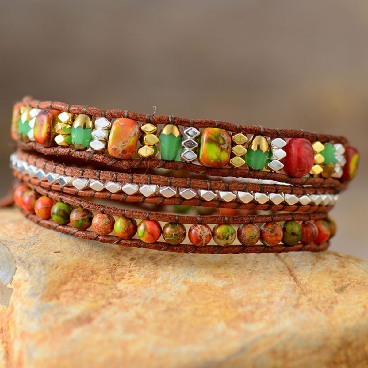 Natural Stone Woven Bracelet - Charming Charlie