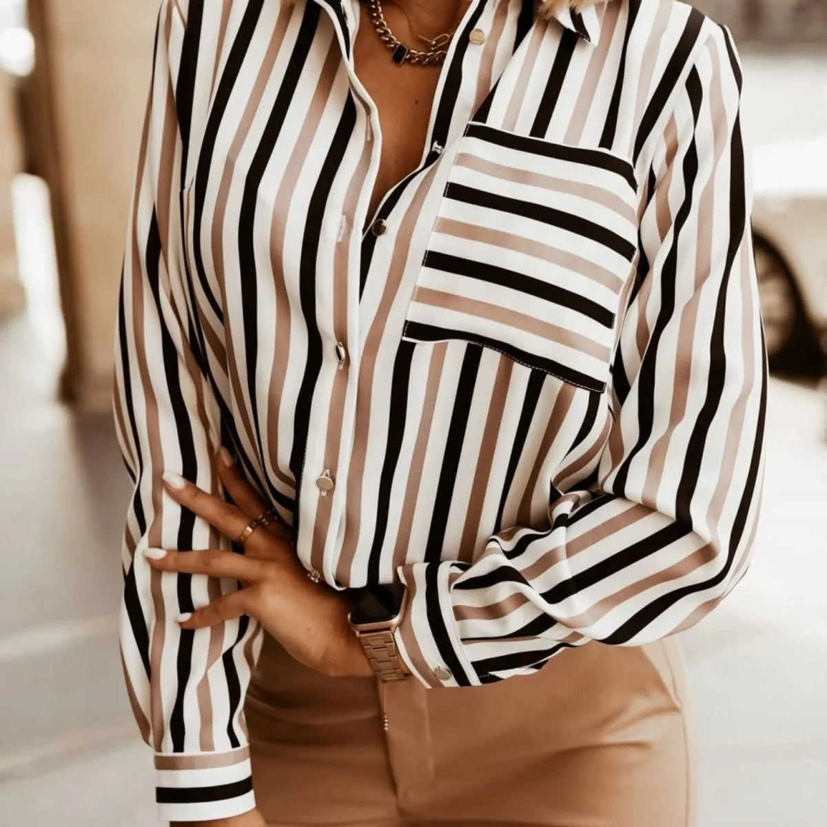 Licensed Kansas Mini Icon Striped Button Down Long Sleeve Top main image 0