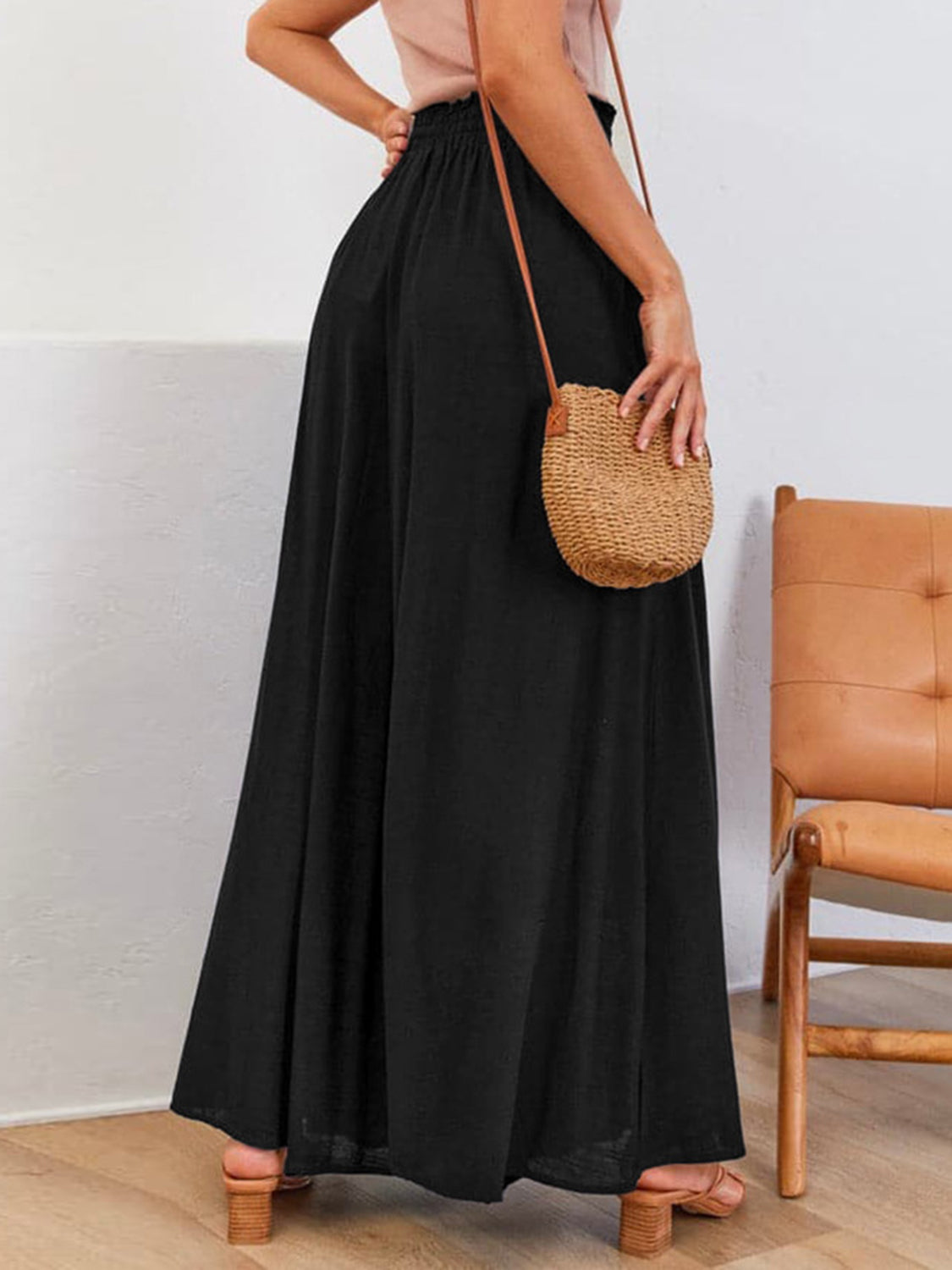 Drawstring Wide Leg Pants with Pockets - Charming Charlie