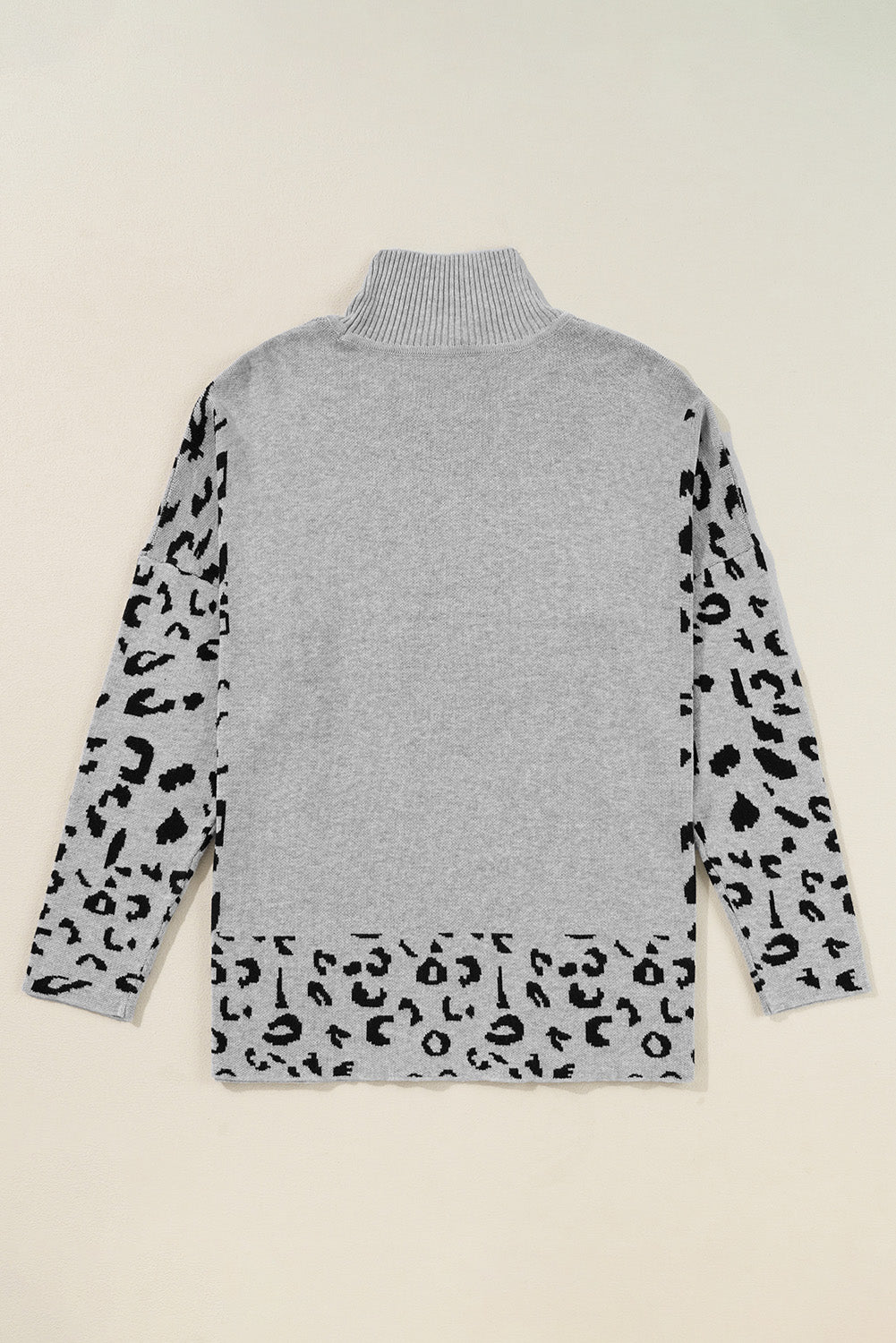 Slit Leopard Mock Neck Dropped Shoulder Sweater - Charming Charlie