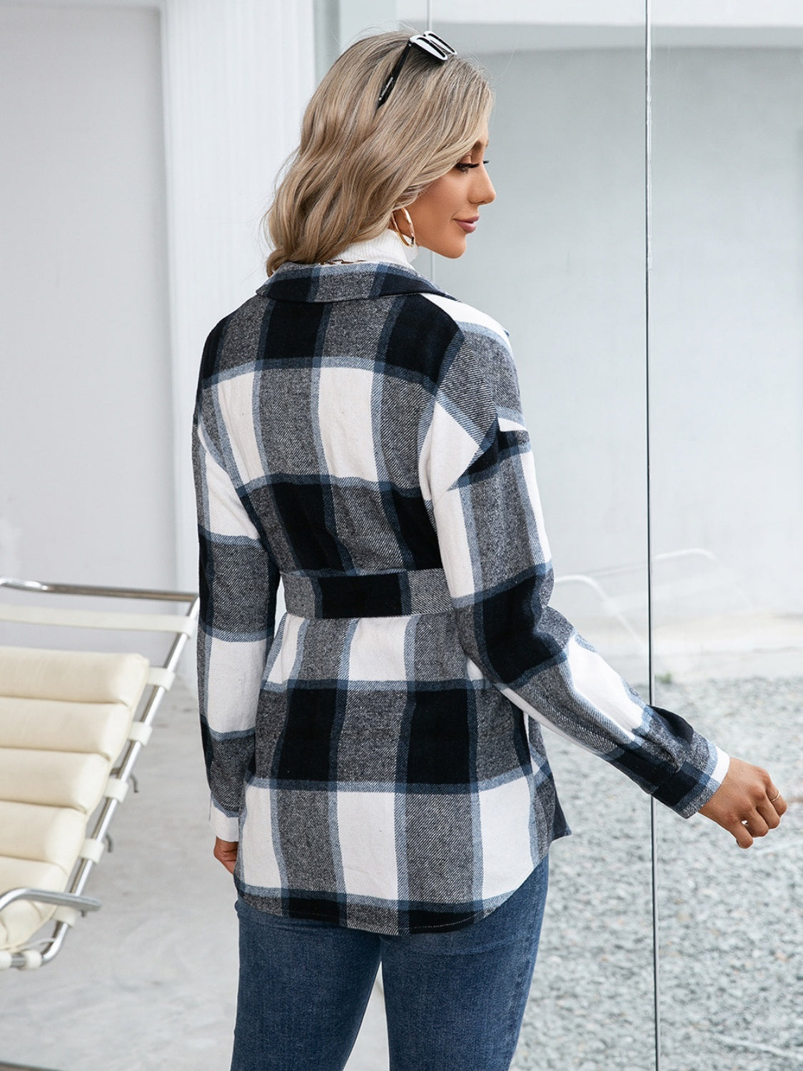 Plaid Button Up Long Sleeve Shacket - Charming Charlie