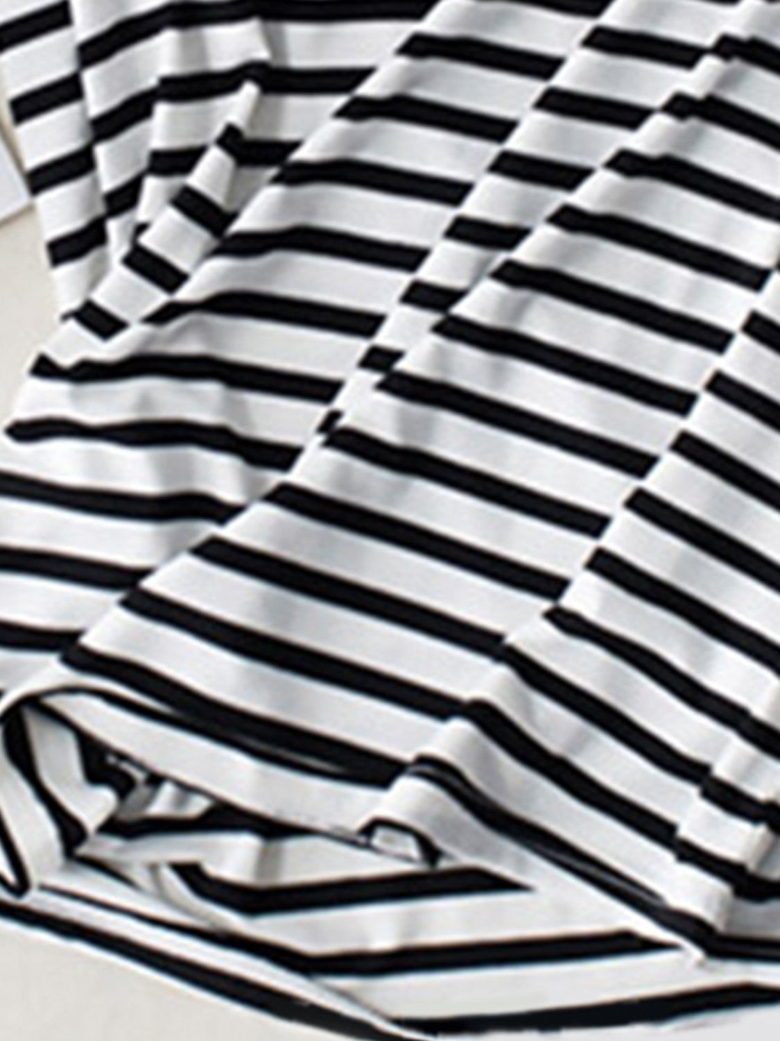 Striped Round Neck Short Sleeve T-Shirt with Bra - Charming Charlie