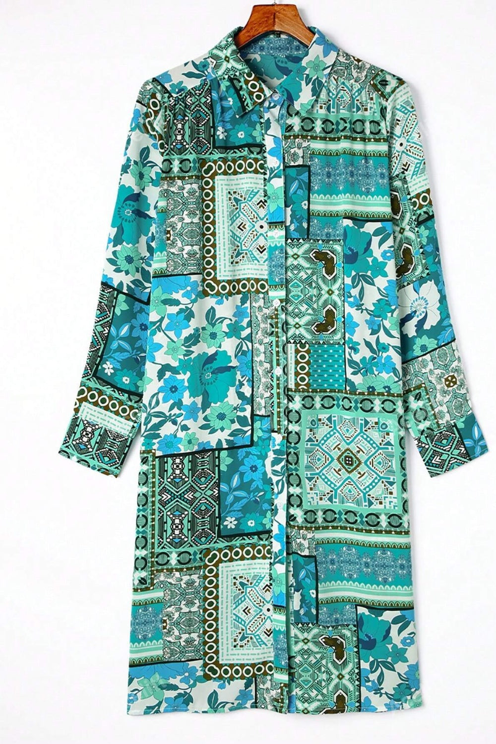 Printed Button Up Long Sleeve Cardigan - Charming Charlie
