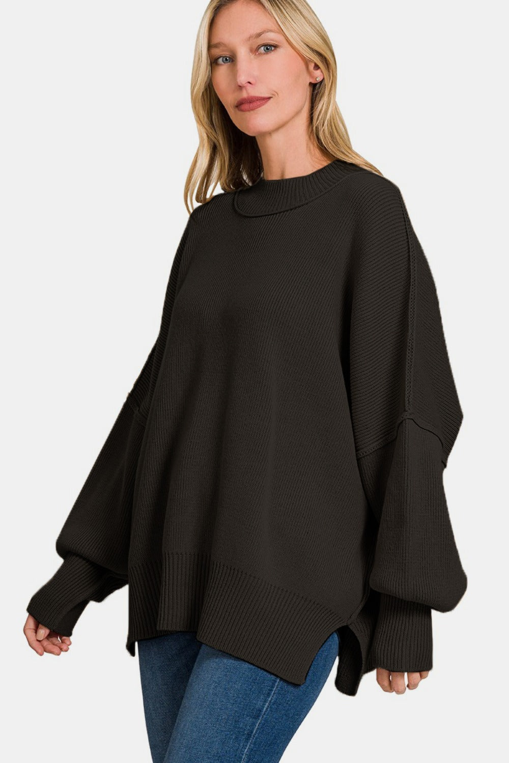 Zenana Side Sit Oversize Sweater - Charming Charlie