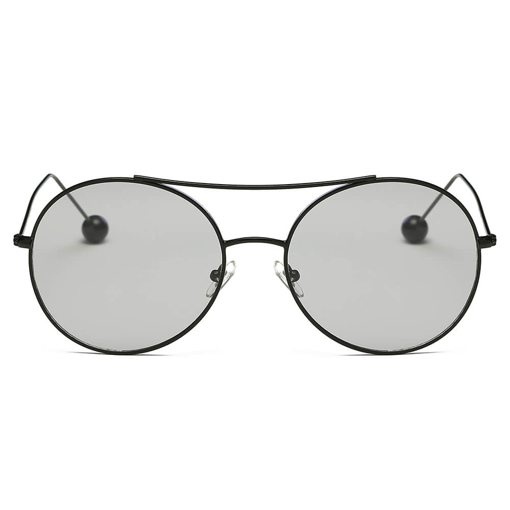 EUREKA | S1016 - Unisex Round Tinted Lens Aviator Clear Glasses Balled Sunglasses - Cramilo Eyewear - Stylish Trendy Affordable Sunglasses Clear Glasses Eye Wear Fashion