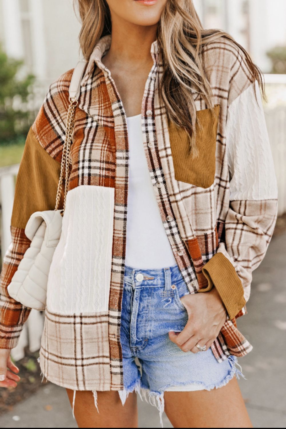 Plaid Button Up Long Sleeve Shacket - Charming Charlie